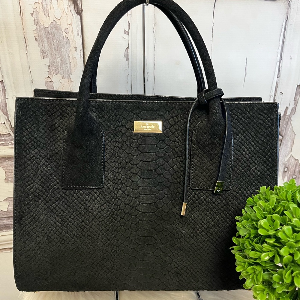 Kate Spade Elsie Street Exotic Merriweather Black Matte Satchel